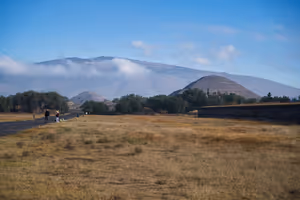 A first view of the Pyramids of Sun and Moon.