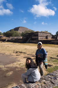 Taking a quick break before we got to the Pyramid of the Sun