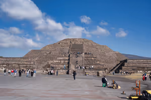 A closer view of The Moon Pyramid, now eclipsing the mountain behind it.