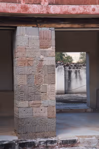 A bird of some kind, in the courtyard of the Palace of Quetzalpapálotl