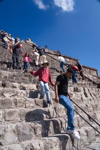 Carefully climbing back down. Those steps were really steep and narrow.