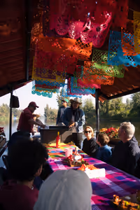 On the boat now. Our tour guide telling us what to expect and telling us about the history of the area