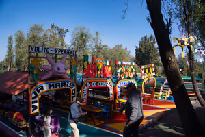 A collection of colorful boats that ply these canals.