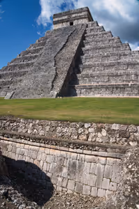 An excavation showing layers of foundation that sit underneath the pyramid, to stabilize and act as a foundation.