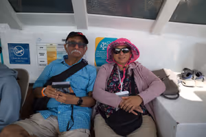 Enjoying the boat ride.